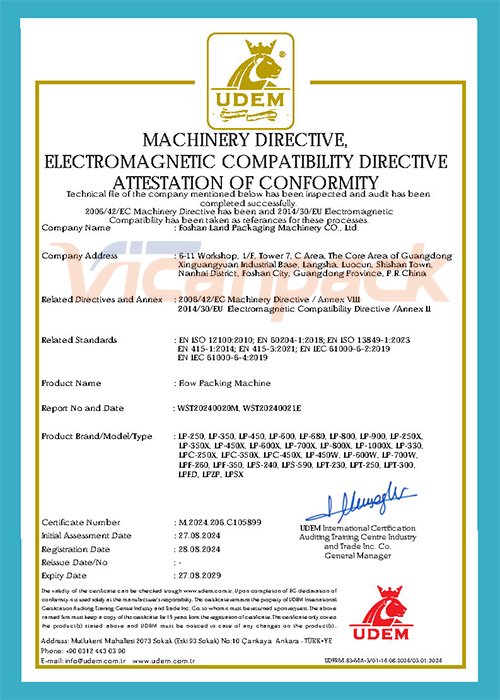Home ce certification for pillow packaging machines